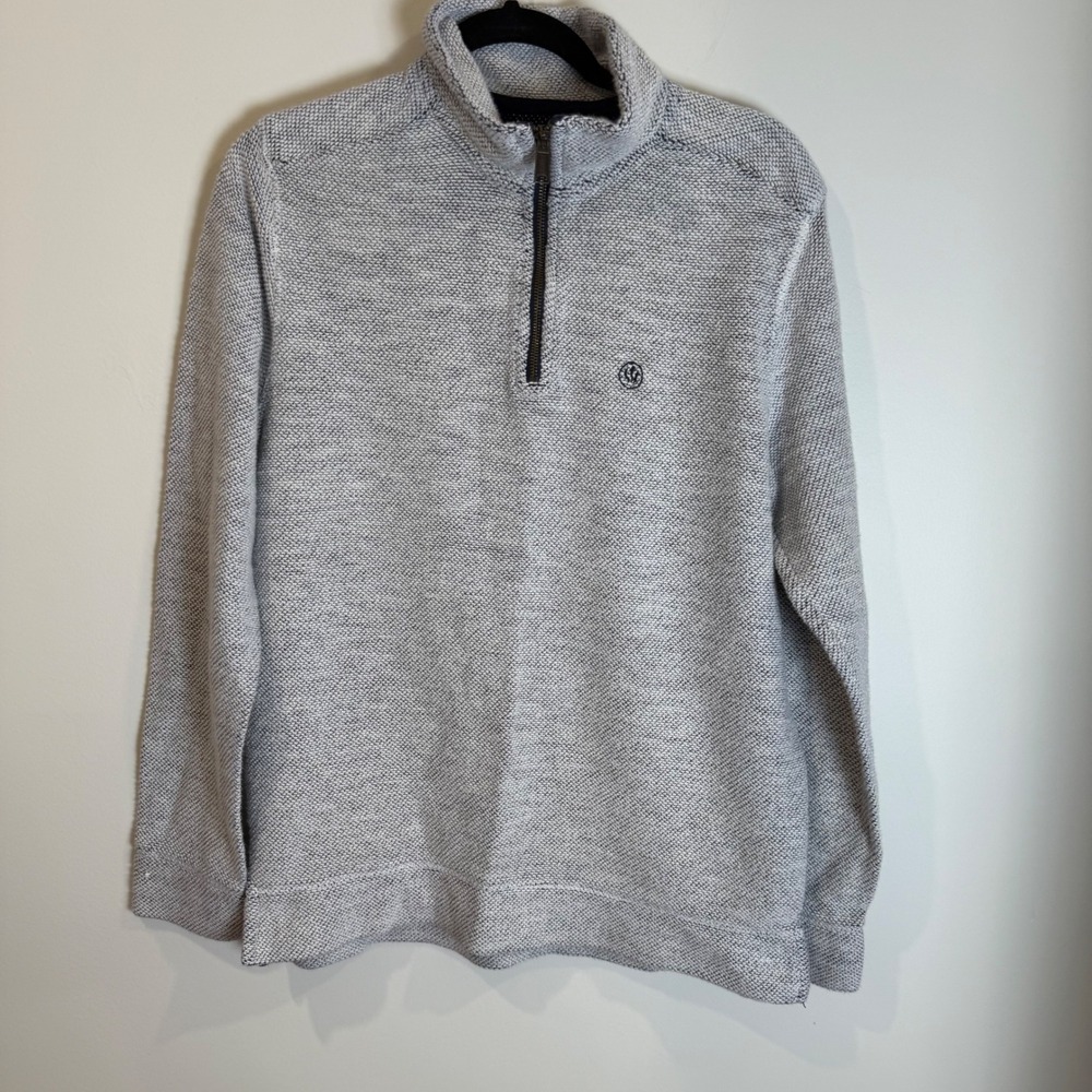 Fat Face Brand Men's Gray Textured Quarter Zip Pullover Sweater Size S